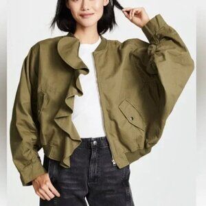 J.O.A. Olive Green Oversized Bomber Jacket